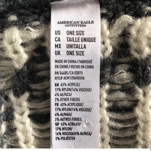 American Eagle NWOT alpaca blend grey & cream warm infinity scarf cold weather - Picture 6 of 8